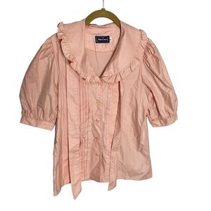 Vintage Made in USA Anna Laura Ruffle Color Pleat Blouse 6